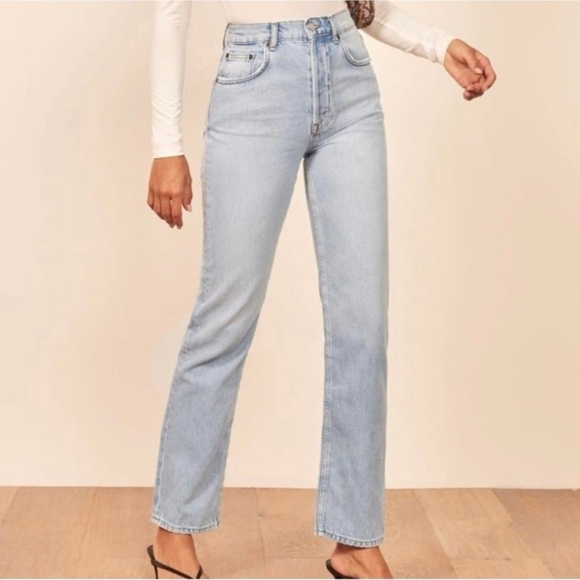 Reformation Cynthia Jeans Straight Leg High Rise in Tahoe Button Fly Women’s 29 - Picture 1 of 12